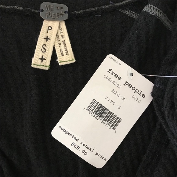 NWT Free People Laguna Black Thermal Top S - Picture 7 of 7